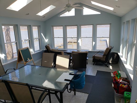 Sunroom with water view