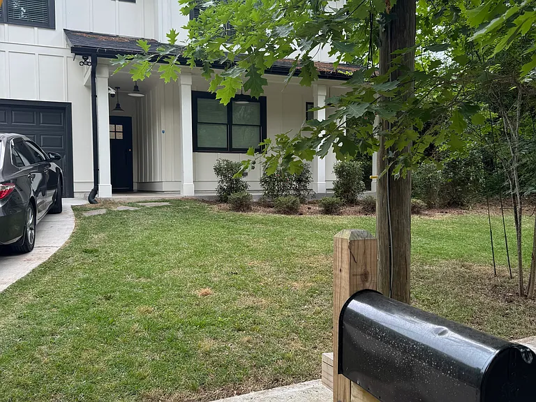 Front of house. Driveway with one car garage. Rest of vehicles can park on street in front of house.