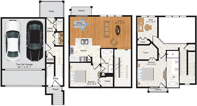 Floor plan 2E Den w/ Balcony Renovation 2