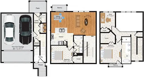 Floor plan 2E Den w/ Balcony Renovation 2