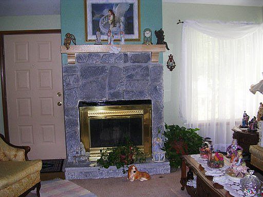 Stone fireplace