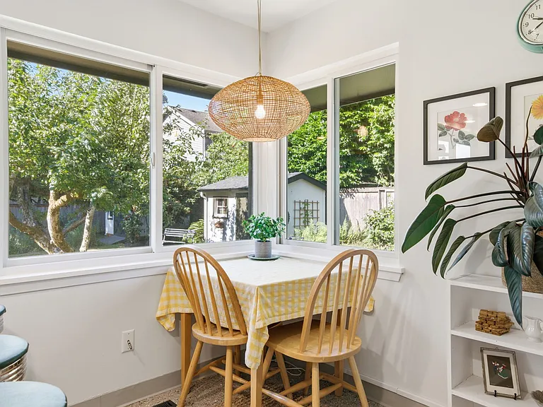Breakfast nook facing backyard