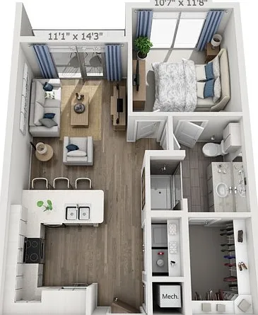 Floor plans are artist's rendering. All dimensions are approximate. Actual product and specifications may vary in dimension or detail. Not all features are available in every apartment. Prices and availability are subject to change. Floor plans are artist