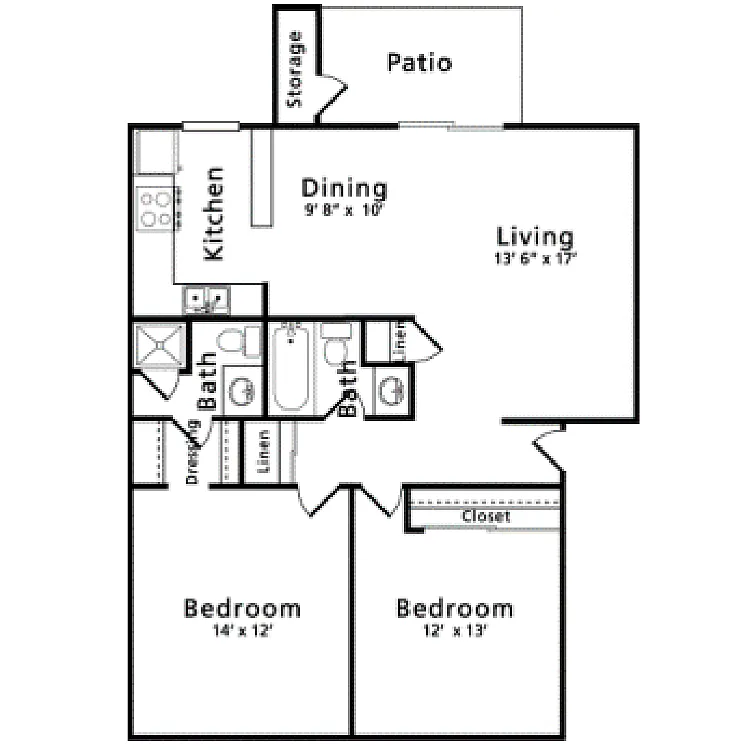 Floor plan 2 Bed 2 Bath