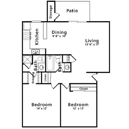 Floor plan 2 Bed 2 Bath