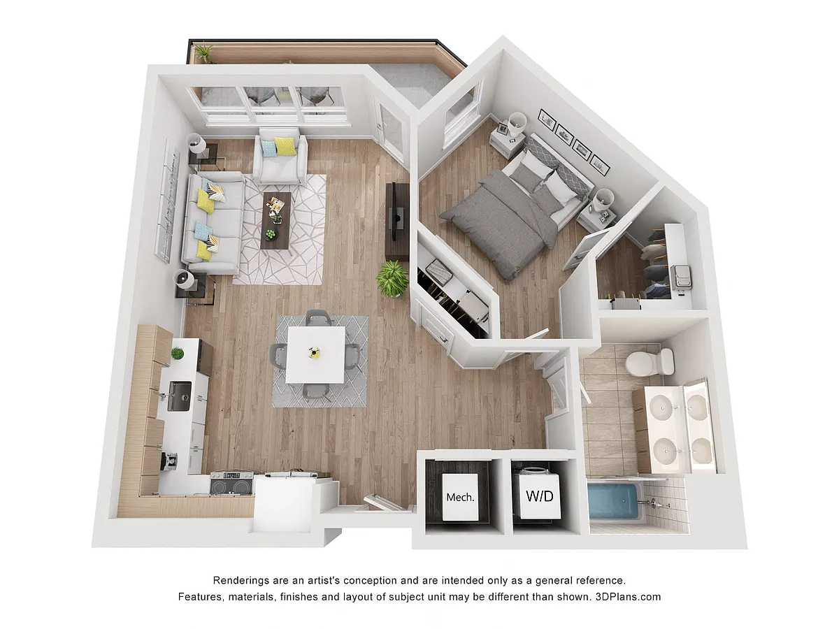 Floor plan Avenue G | 1 Bed/1 Bath-AW-02.1