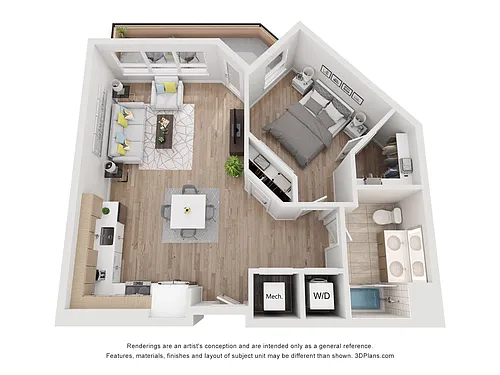 Floor plan Avenue G | 1 Bed/1 Bath-AW-02.1