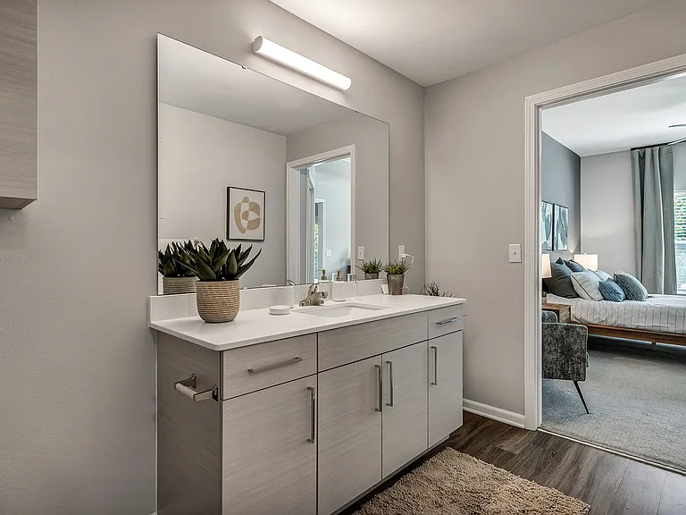 Several apartments feature primary en suites with large vanities.