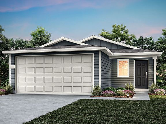 The Barton, a one-story home with 2-car garage, shown with home exterior HC101