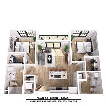 Floor plan D1 2X2