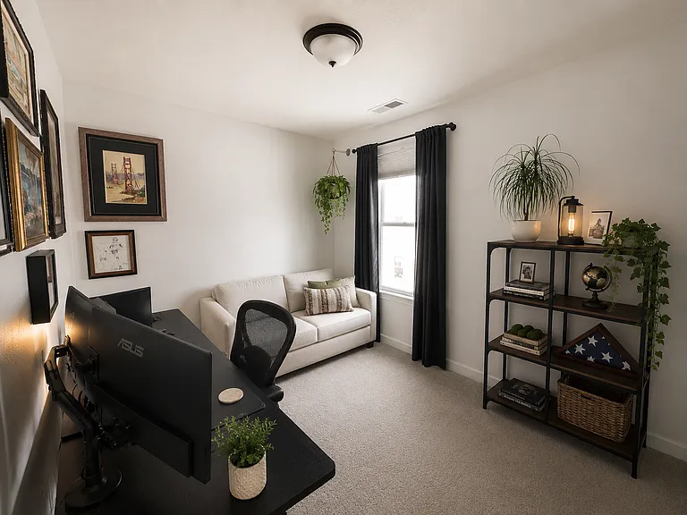 2nd bedroom or office space with black out blinds.