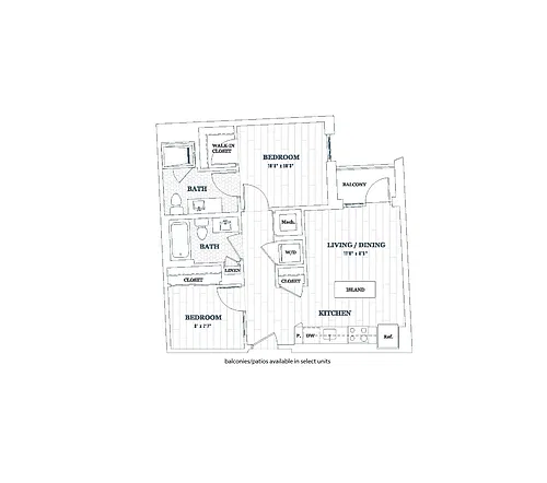 Floor plan 2 Bedroom - 2 Bath | b01