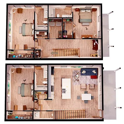 Floor plan 3x3 Cottage - B
