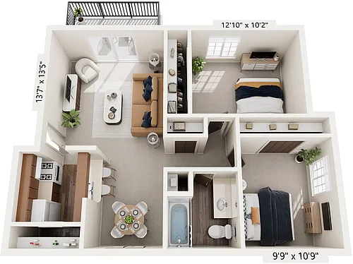 Floor plan Two Bedroom - Classic