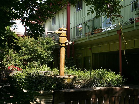Industrial Fountain in Middle of Atrium