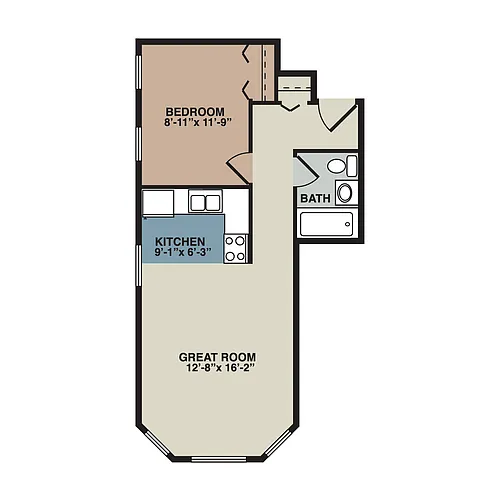 Floor plan 1 bedroom lake view