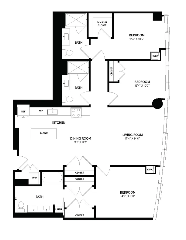 Floor plan 3 Bed/3 Bath-08B