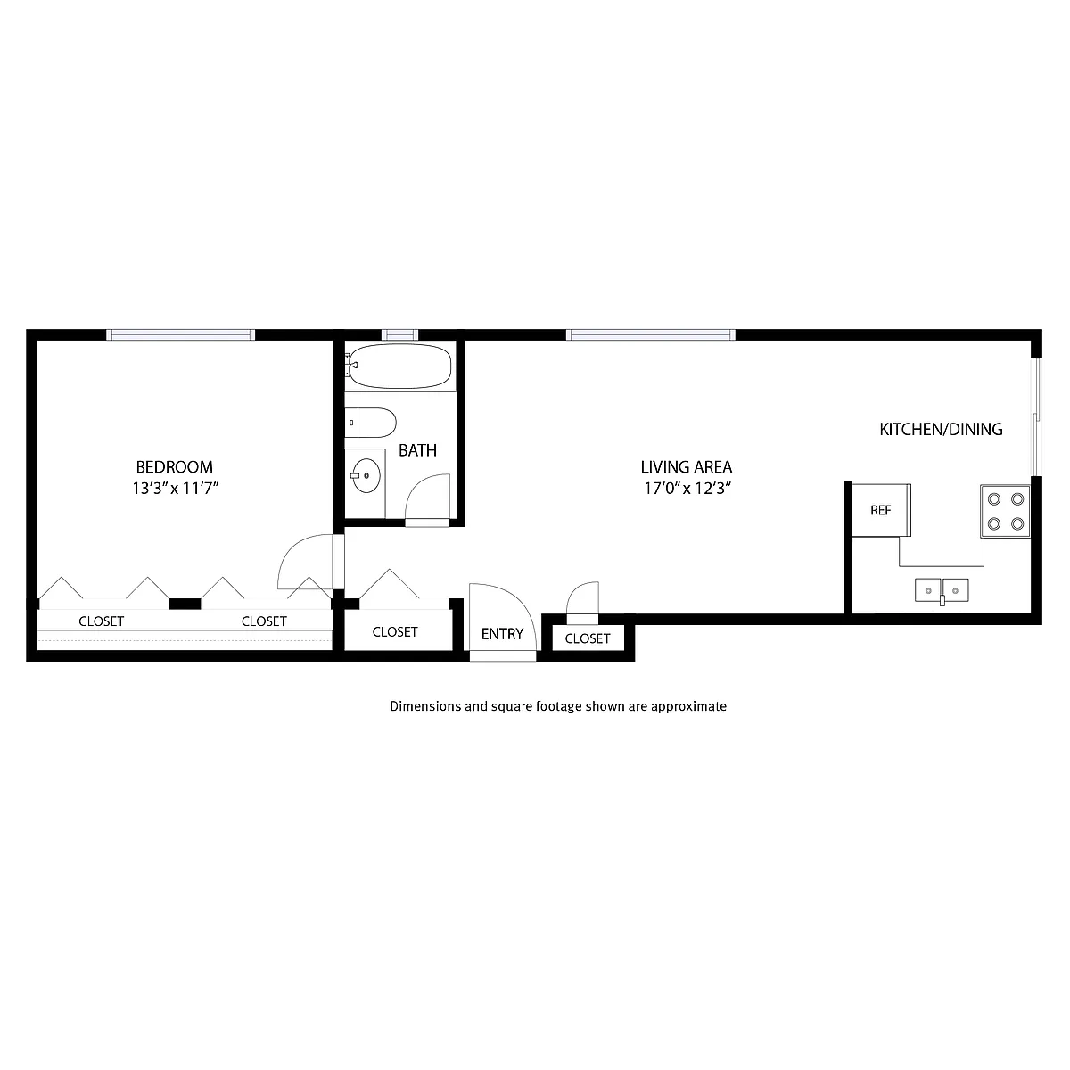 Floor plan Florentine 1 Bed and 1 Bath