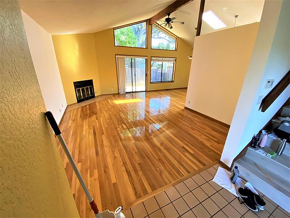 tiled entrance to living area and stairs