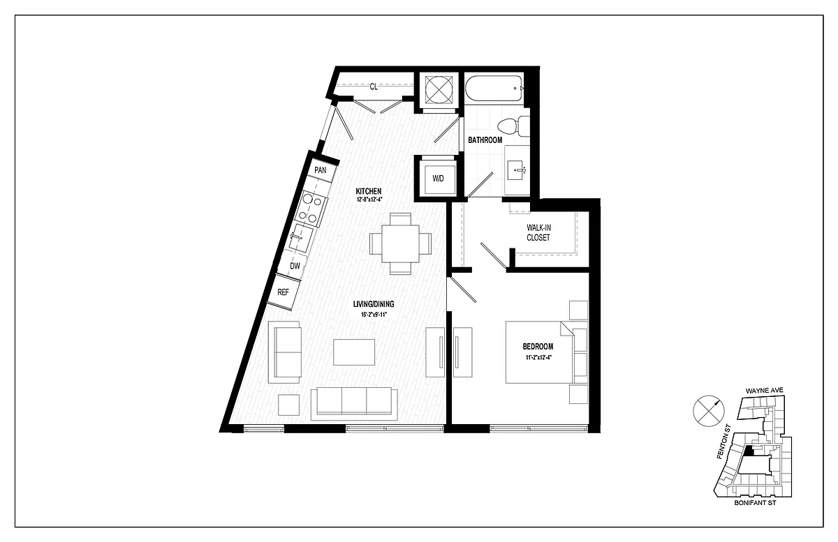 Floor plan 1 Bed 1 Bath A13