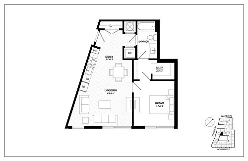 Floor plan 1 Bed 1 Bath A13