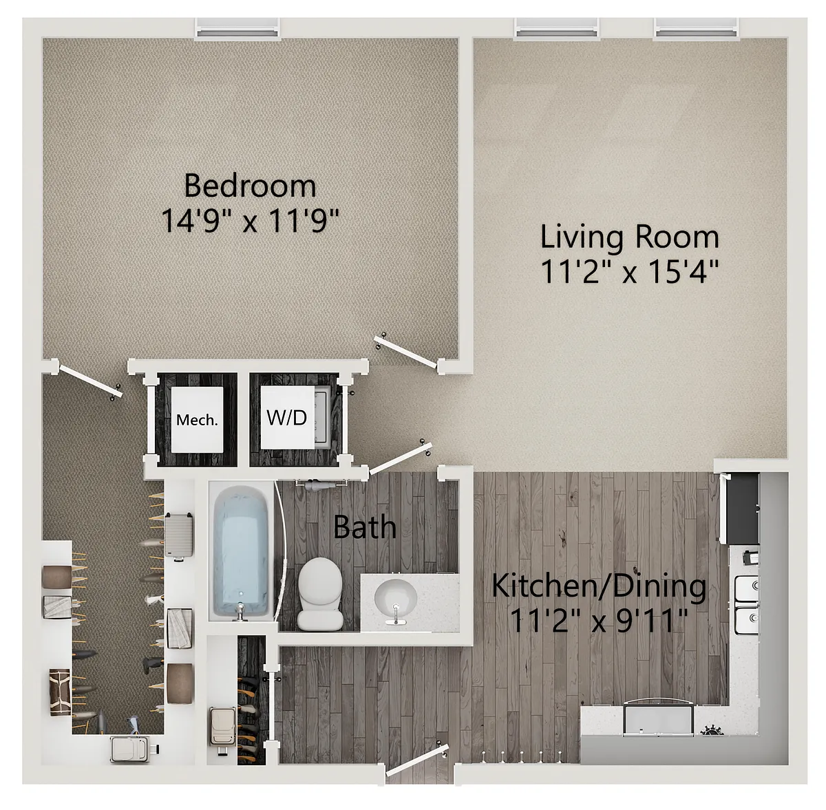 Floor plan A2 - One Bedroom