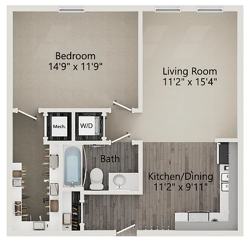 Floor plan A2 - One Bedroom