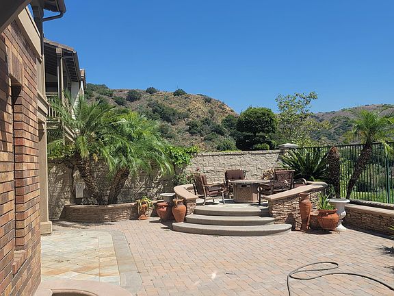 Seating area in backyard.