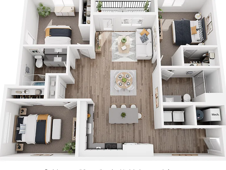 3A-Three Bed Two Bath 1,248 Square Feet 3A-Three Bed Two Bath 1,248 Square Feet