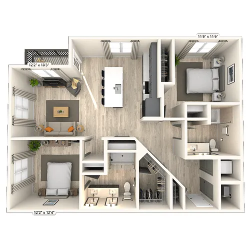 Floor plan B4 2x2 1149 SF-FP