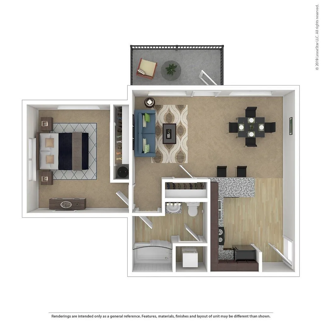 Floor plan 1 Bed 1 Bath A3