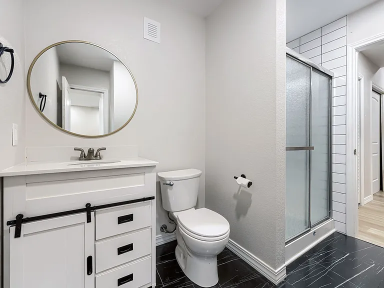 Basement Bath with 48inch wide shower.