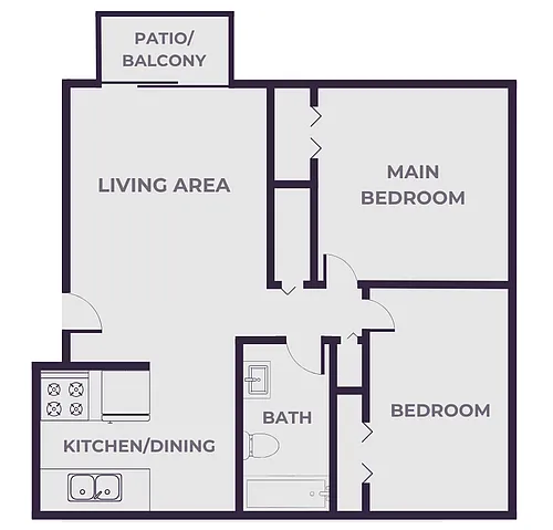 Floor plan 2 Bedroom, 1 Bathroom