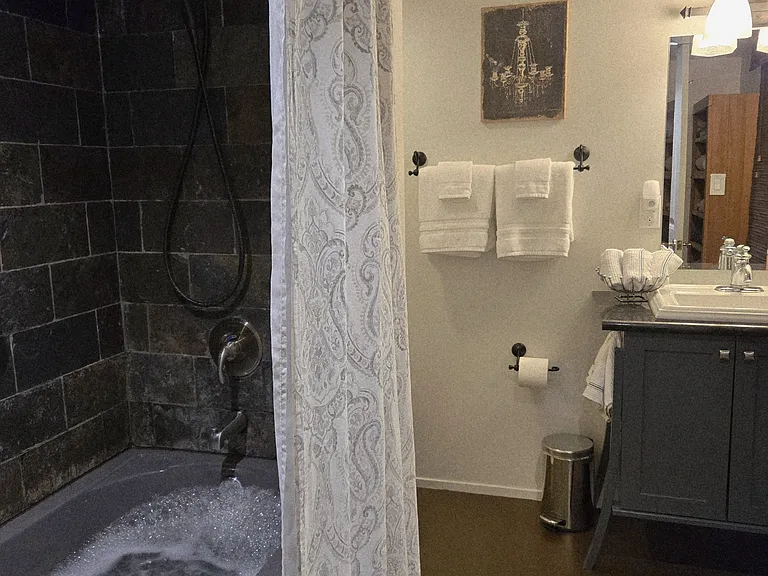 Bathroom with Jacuzzi Tub and Heated Bidet Toilet Seat