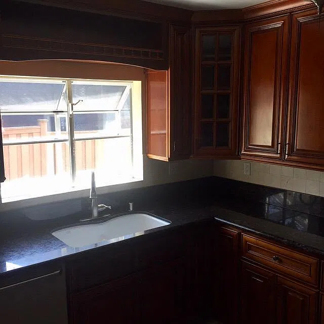 Kitchen - Double sink and granite countertops