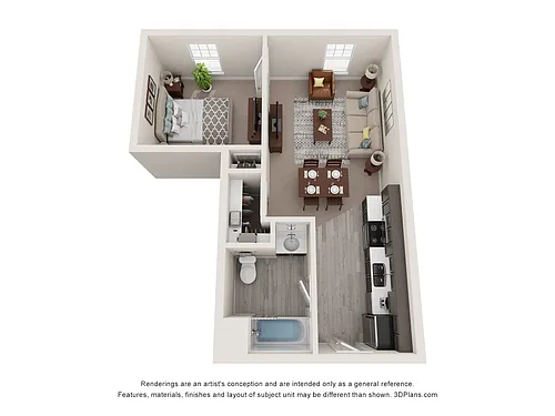 Floor plan 1 Bedroom Elevation 5000