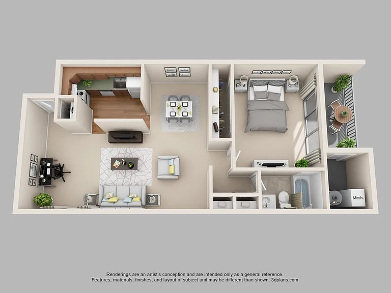 COLUMBIA D - 1 BED, 1 BATH - 814 SF