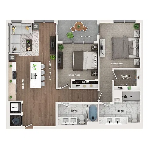 Floor plan 2BR/2BA - C2