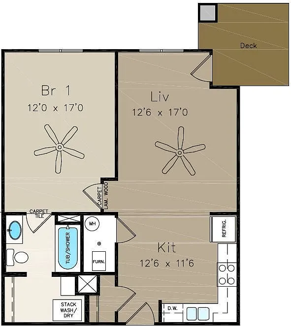 Floor plan 1x1 Brook
