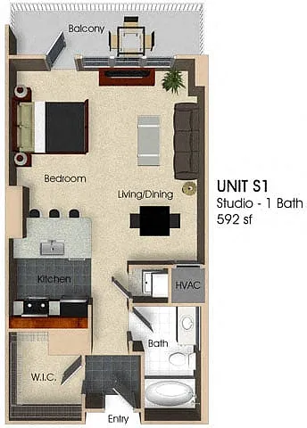 Floor plan (S1) Studio 1 Bathroom