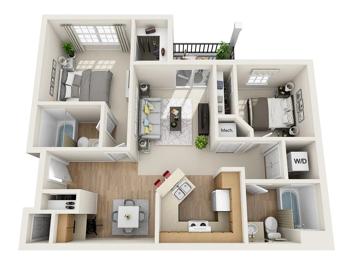 Floor plan 2 Bedroom 2 Bathroom