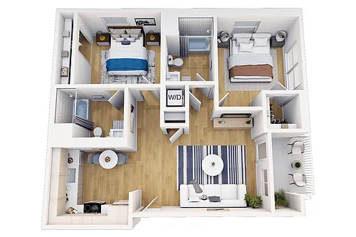 Floor plan 2 Bedroom, 2 Bath A