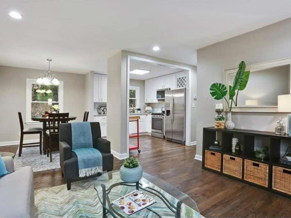 view from entrance for living room, dining room and kitchen