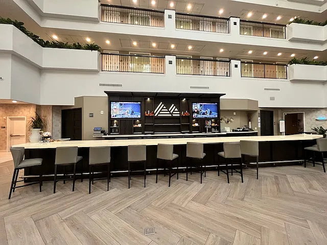 Bar area inside the hotel on property