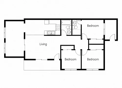 Floor plan 3 Bedroom 2 Bath