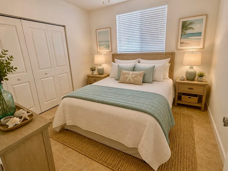 Staged guest bedroom