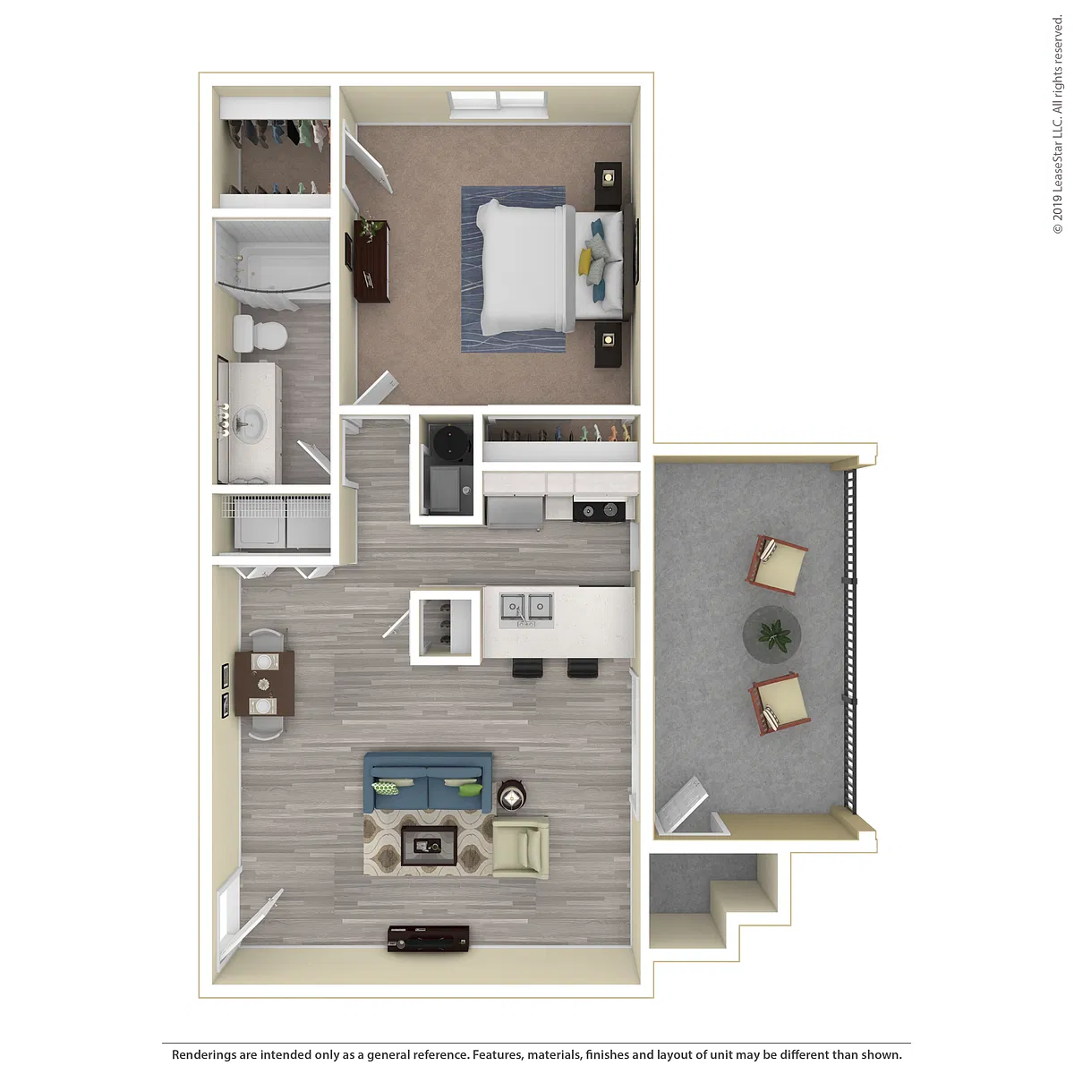 Floor plan 1x1 Large Upgraded