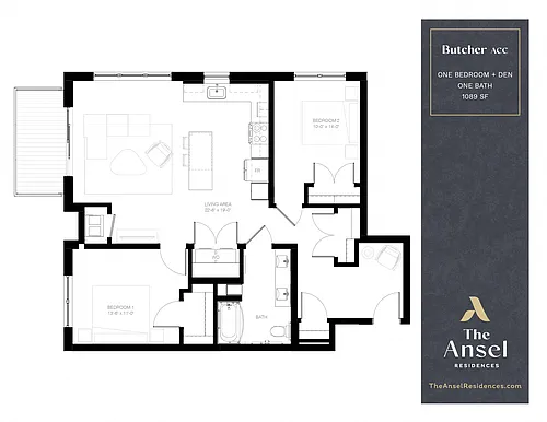 Floor plan Butcher | 1 + Den | ACC