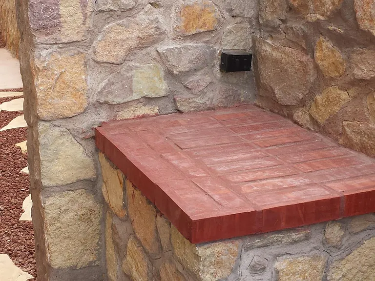Custom dual brick counter-tops and outlet for power.