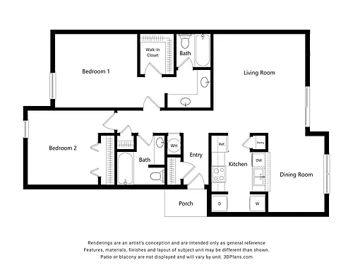 Floor plan B1 | 2 Bed | 1 Bath | Signature